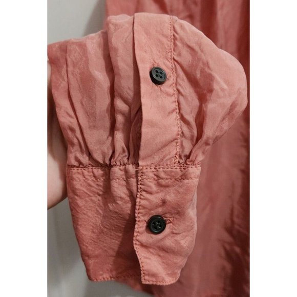 J. Crew Women's Eco Cupro Collared V-Neck Popover Tunic Top Pink BD789 Sz Small - Picture 5 of 7